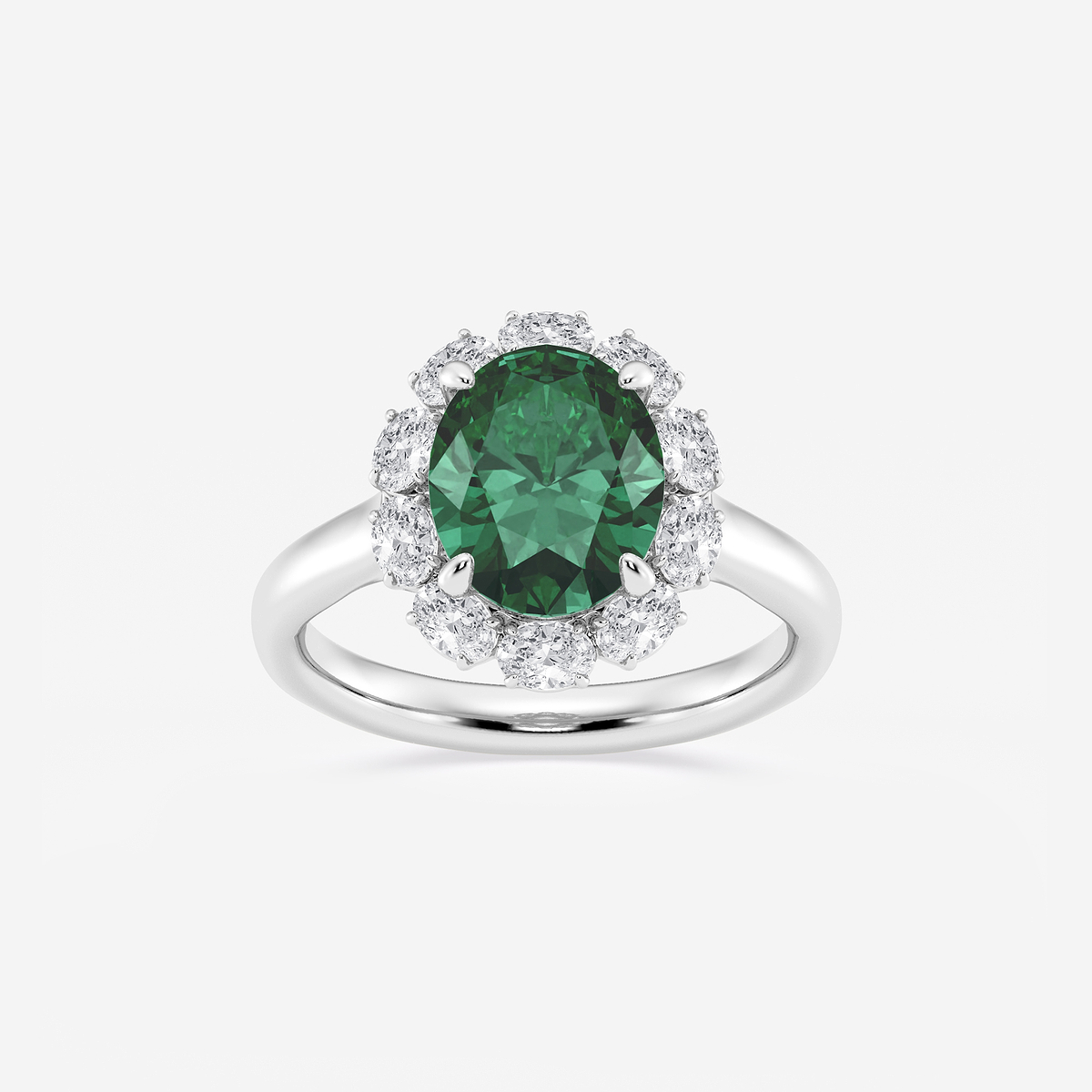 Magnolia 1/8 ctw Oval Cut Emerald and Oval Lab Grown Diamond