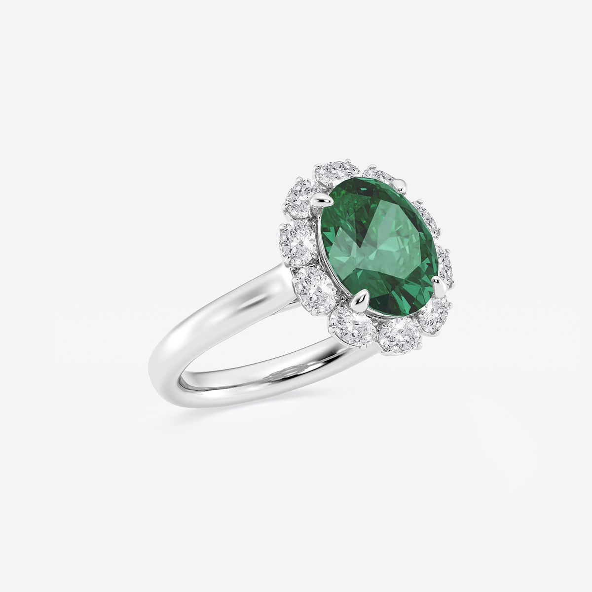 Additional Image 1 for  3 1/8 ctw Oval Cut Emerald and Oval Lab Grown Diamond Halo Engagement Ring