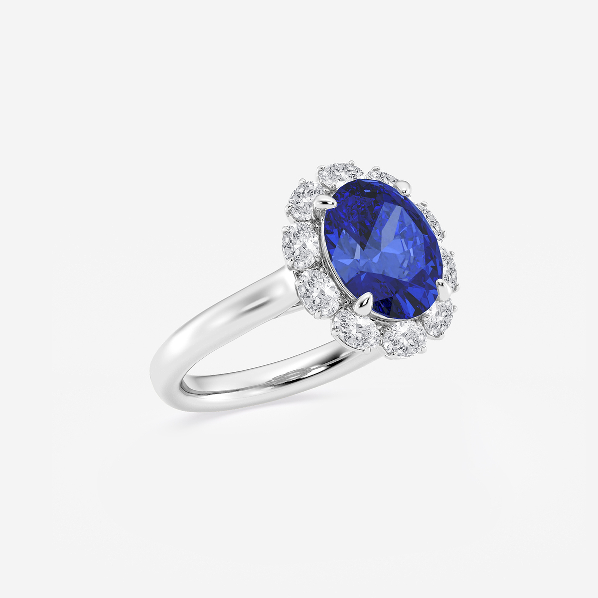 Additional Image 1 for  10X8 mm Oval Cut Sapphire and 5/8 ctw Oval Lab Grown Diamond Halo Engagement Ring