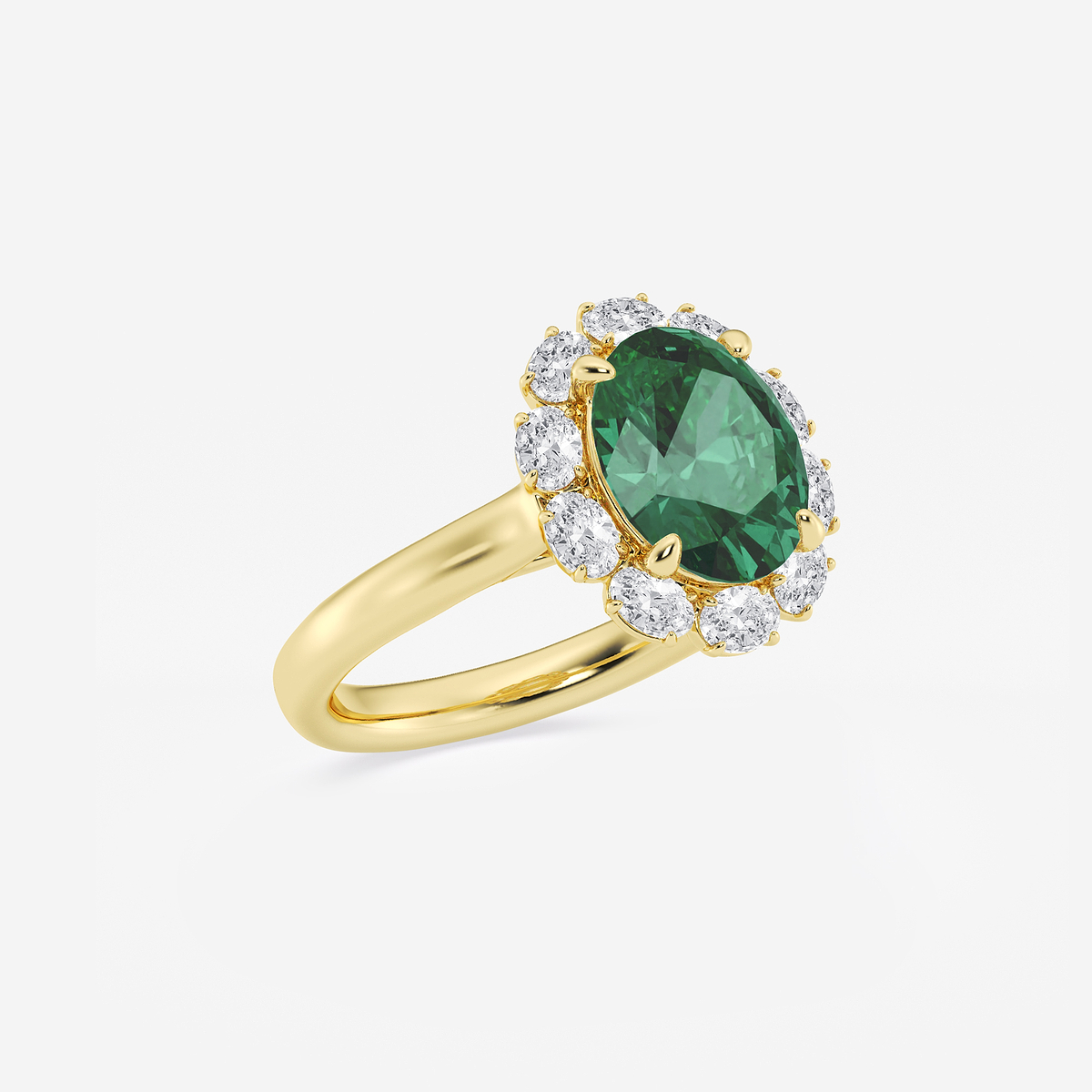 Additional Image 1 for  3 1/8 ctw Oval Cut Emerald and Oval Lab Grown Diamond Halo Engagement Ring