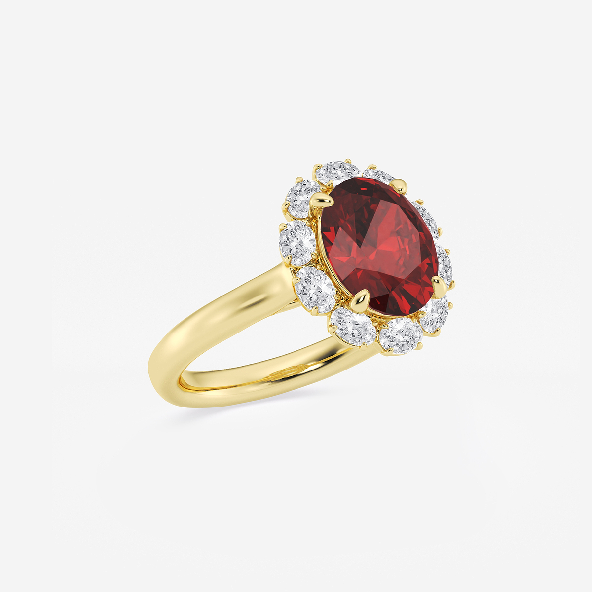 Additional Image 1 for  3 1/8 ctw Oval Cut Ruby and Oval Lab Grown Diamond Halo Engagement Ring