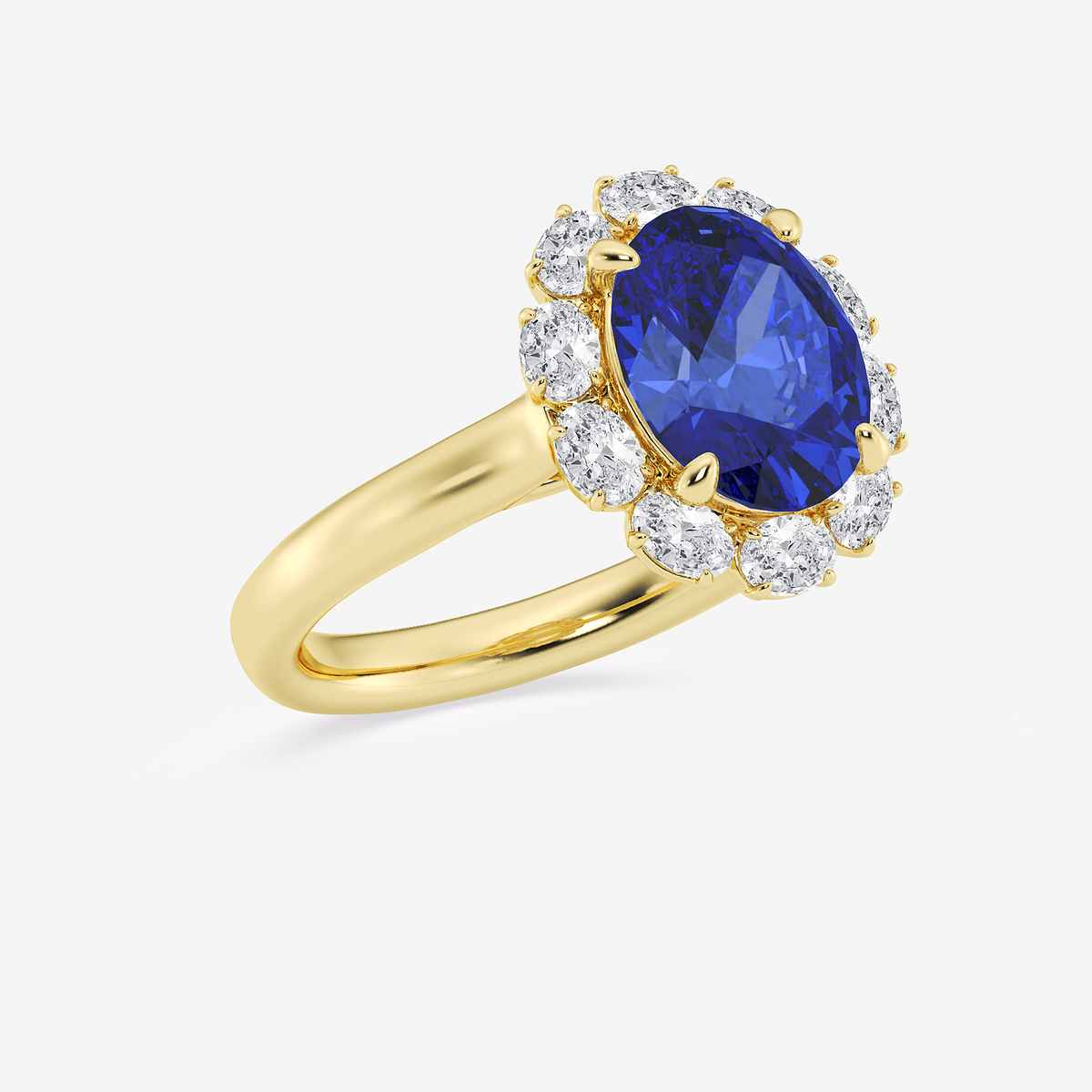 Additional Image 1 for  3 1/8 ctw Oval Cut Sapphire and Oval Lab Grown Diamond Halo Engagement Ring