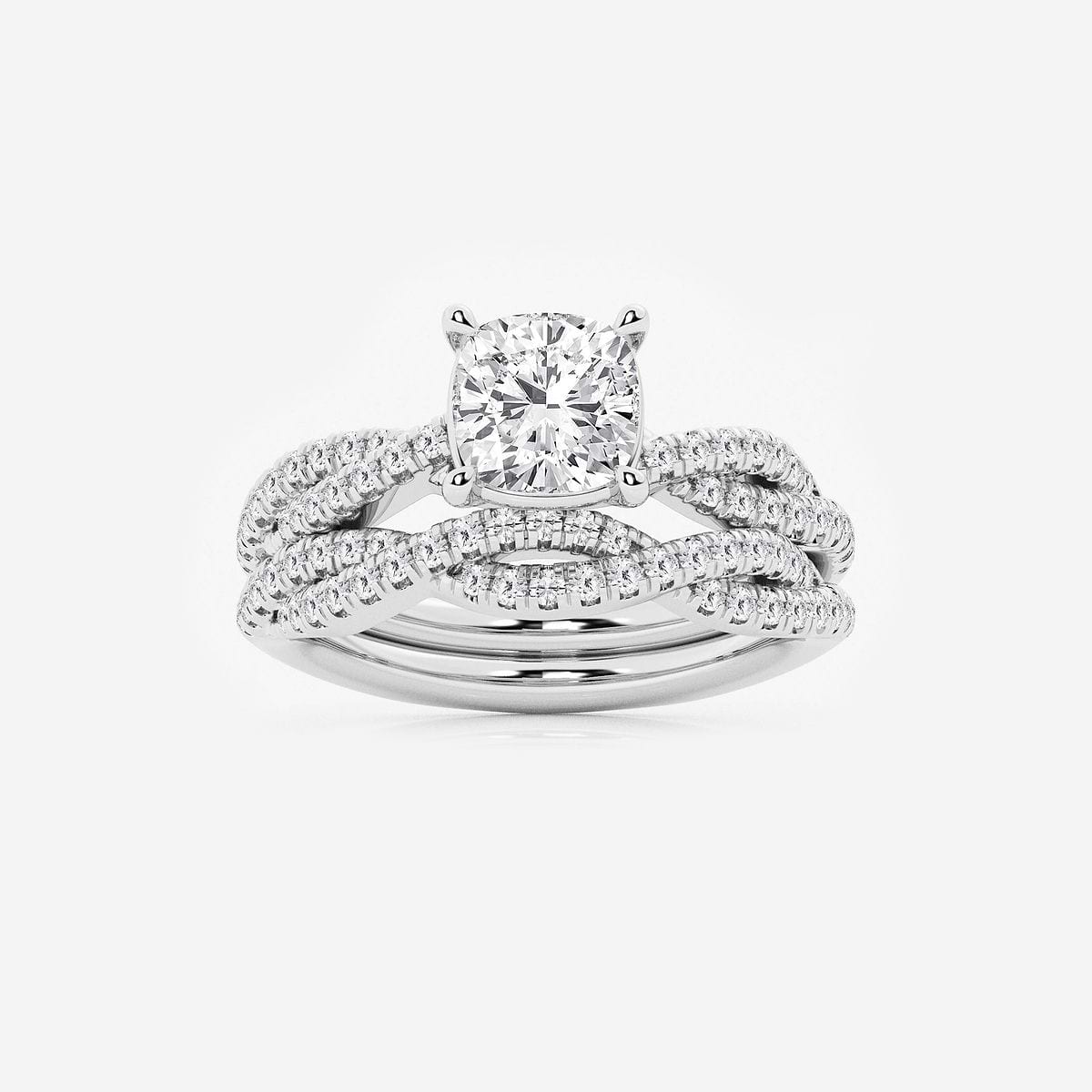 2 ctw Cushion Lab Grown Diamond Woven Bridal Set