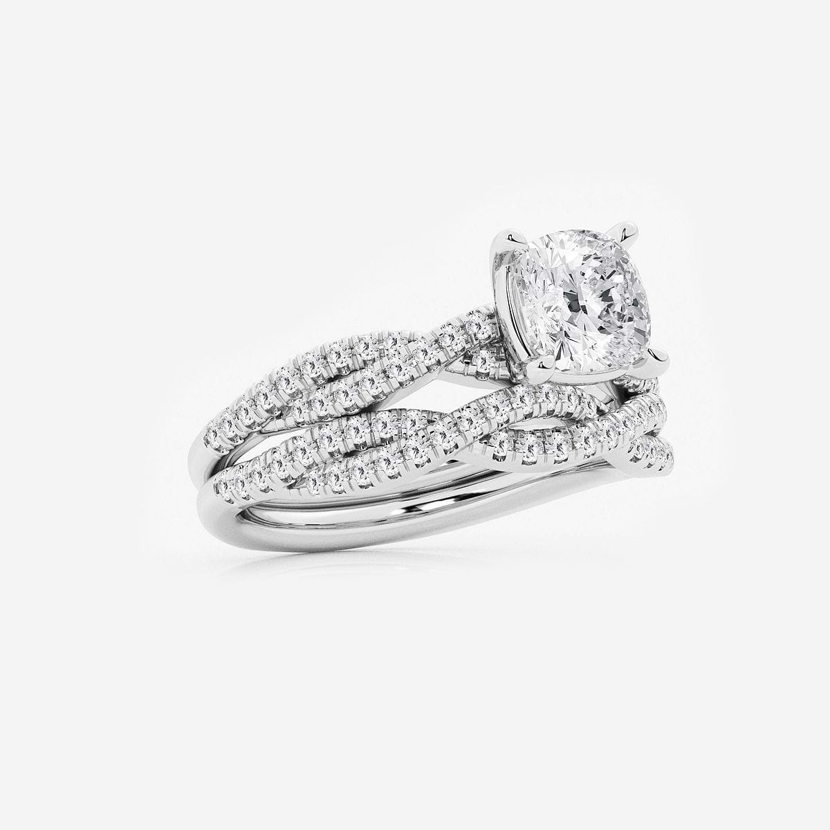 Additional Image 1 for  2 ctw Cushion Lab Grown Diamond Woven Bridal Set