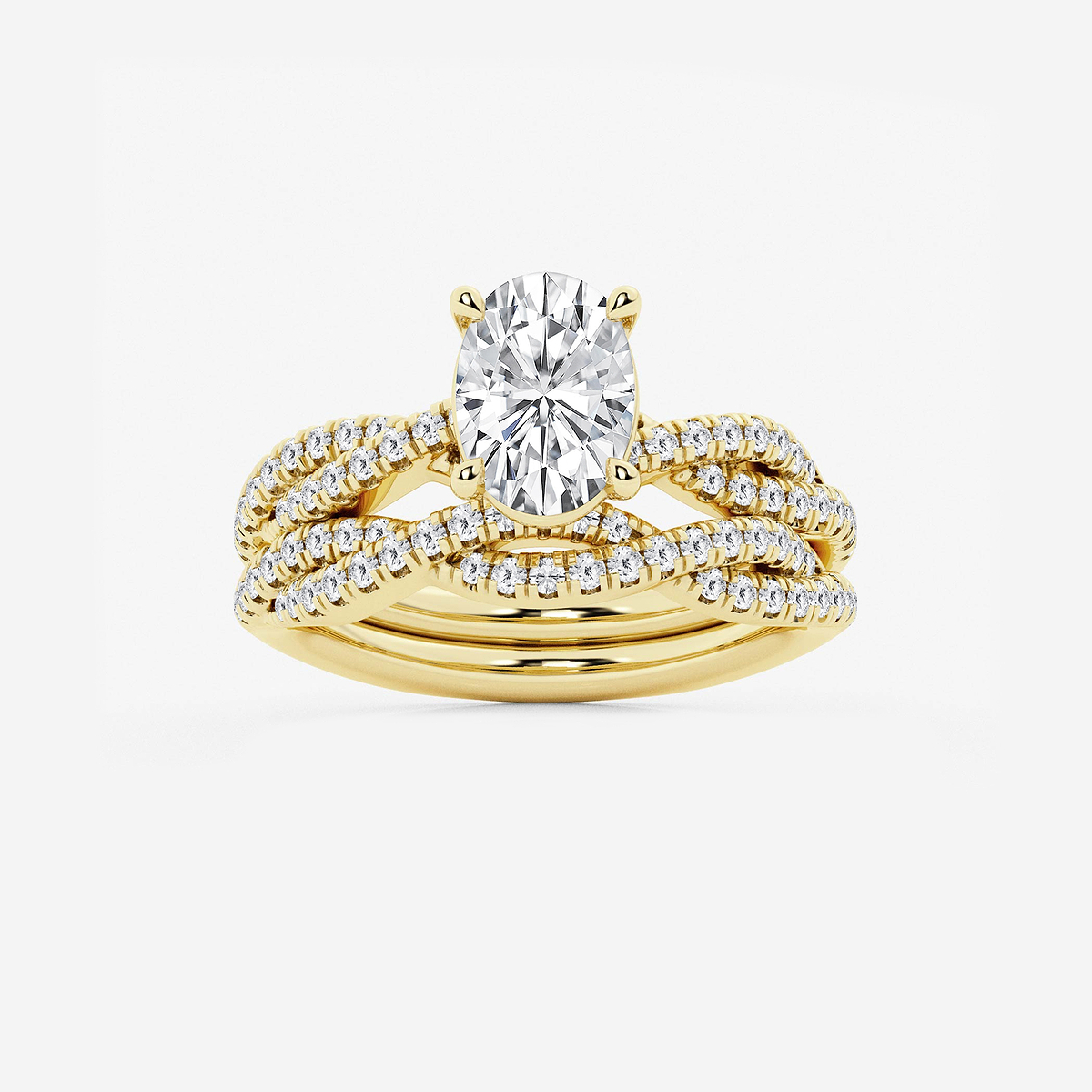 2 ctw Oval Lab Grown Diamond Woven Bridal Set