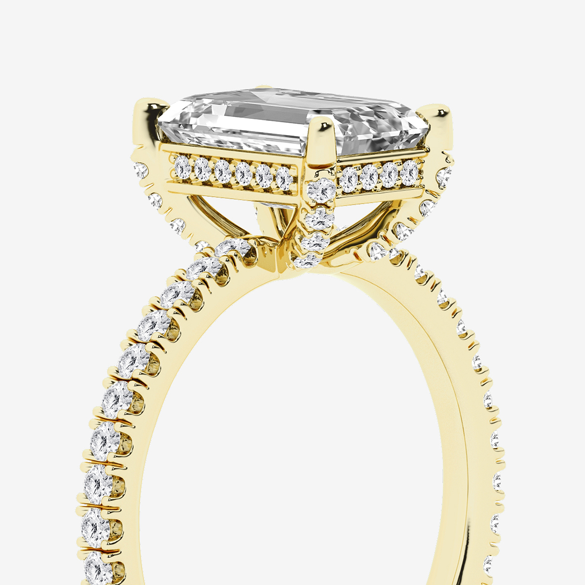 Additional Image 2 for  3 2/5 ctw Emerald Lab Grown Diamond Hidden Halo Engagement Ring
