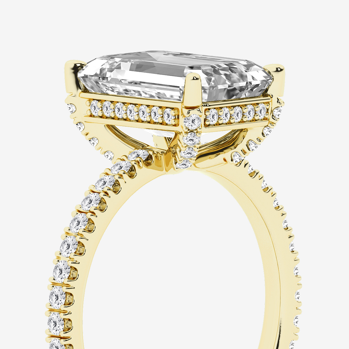 Additional Image 2 for  5 2/5 ctw Emerald Lab Grown Diamond Hidden Halo Engagement Ring