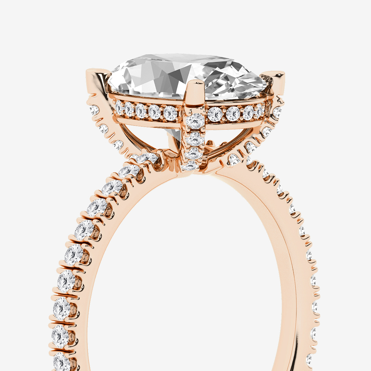 Additional Image 2 for  3 2/5 ctw Oval Lab Grown Diamond Hidden Halo Engagement Ring