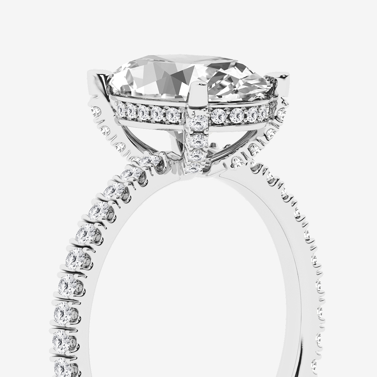 Additional Image 3 for  3 2/5 ctw Oval Lab Grown Diamond Hidden Halo Engagement Ring
