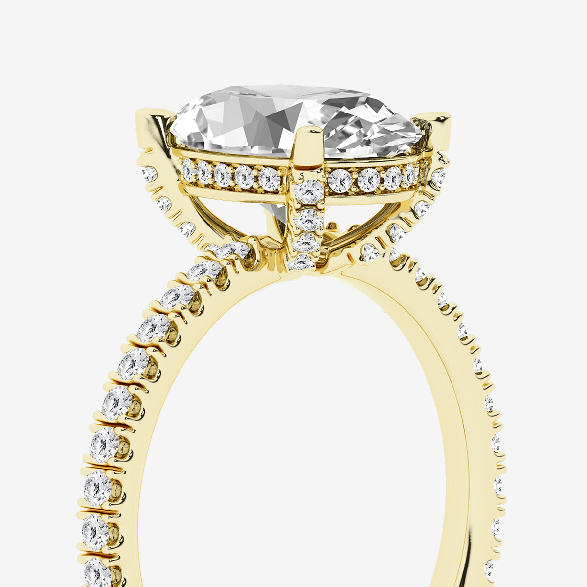 Additional Image 2 for  3 2/5 ctw Oval Lab Grown Diamond Hidden Halo Engagement Ring