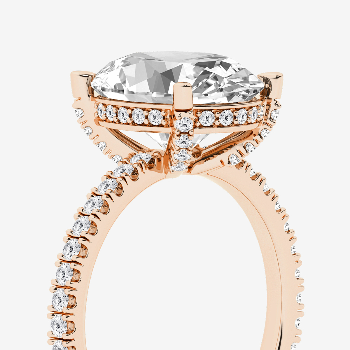 Additional Image 2 for  5 2/5 ctw Oval Lab Grown Diamond Hidden Halo Engagement Ring