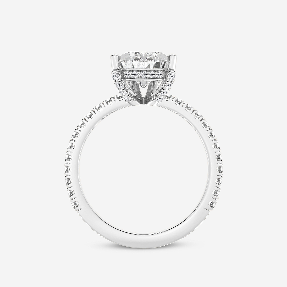 Additional Image 1 for  3 2/5 ctw Pear Lab Grown Diamond Hidden Halo Engagement Ring