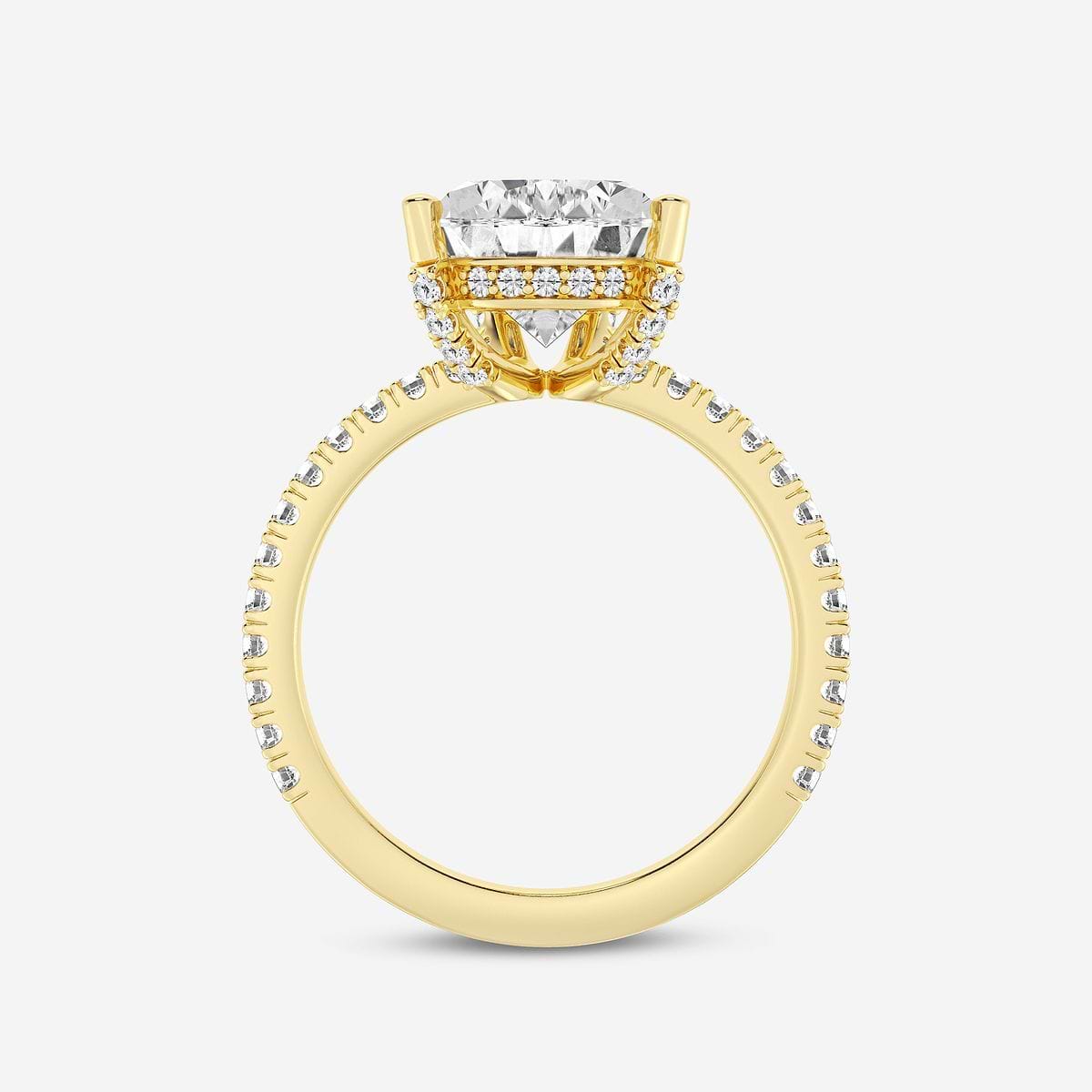 5 2/5 ctw Pear Lab Grown Diamond Hidden Halo Engagement Ring 18K Yellow Gold, F, VS2