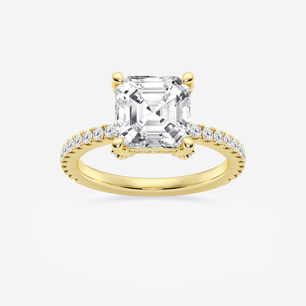 3 2/5 ctw Asscher Lab Grown Diamond Hidden Halo Engagement Ring