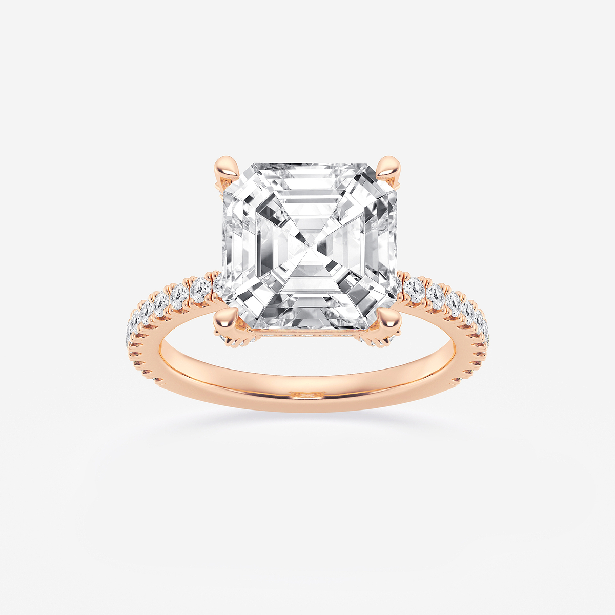5 2/5 ctw Asscher Lab Grown Diamond Hidden Halo Engagement Ring