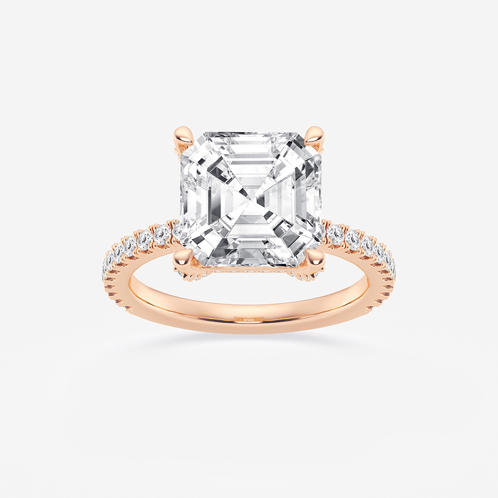 Myra - 5 2/5 ctw Asscher Lab Grown Diamond Hidden Halo Engagement Ring