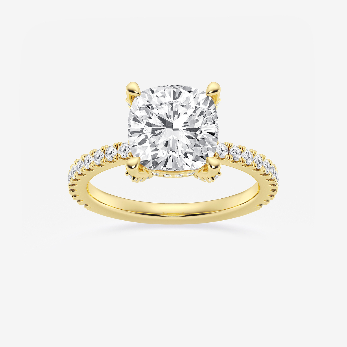 3 2/5 ctw Cushion Lab Grown Diamond Hidden Halo Engagement Ring