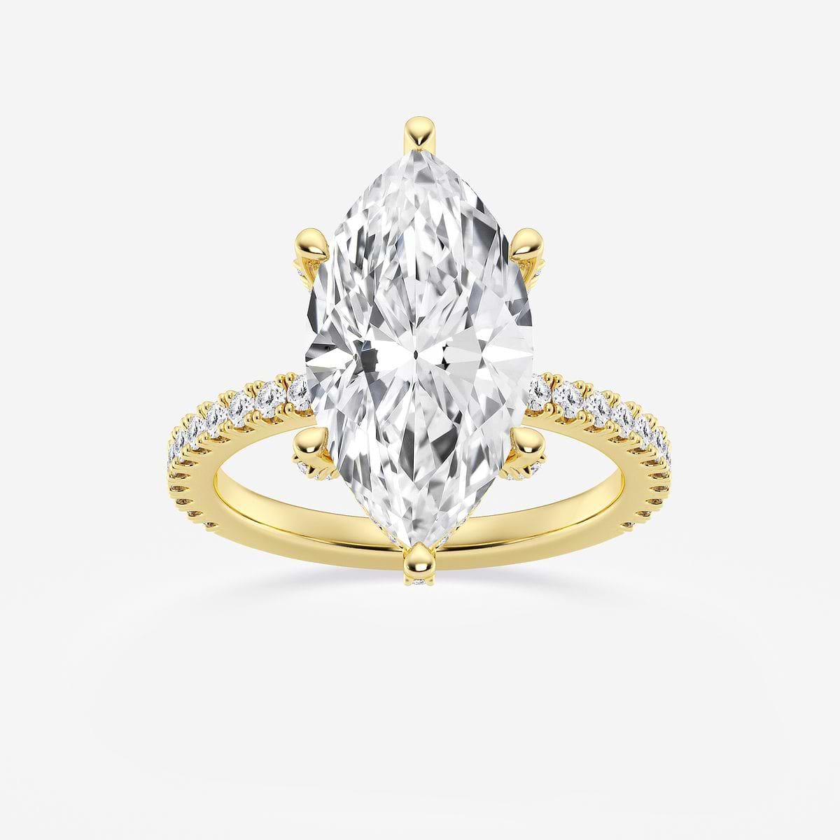 5 2/5 ctw Marquise Lab Grown Diamond Hidden Halo Engagement Ring 18K Yellow Gold, E, VS1