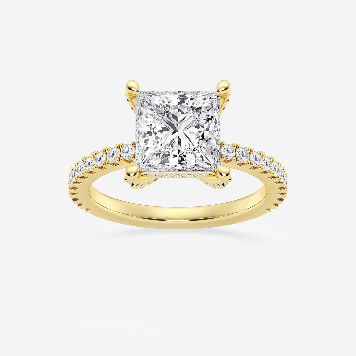 3 2/5 ctw Princess Lab Grown Diamond Hidden Halo Engagement Ring