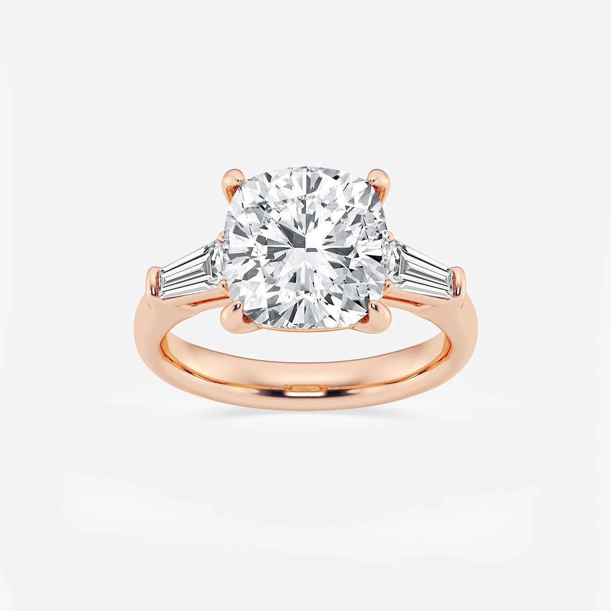 5 ctw Old Mine Cut Lab Grown Diamond Solitaire Engagement Ring with Side Accents