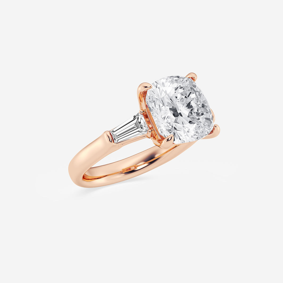 Additional Image 1 for  5 ctw Old Mine Cut Lab Grown Diamond Solitaire Engagement Ring with Side Accents