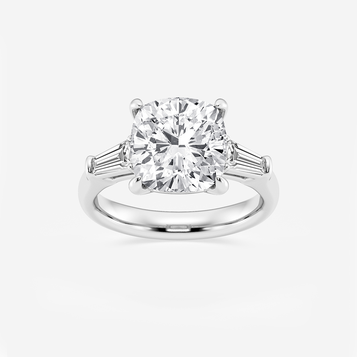 5 ctw Old Mine Cut Lab Grown Diamond Solitaire Engagement Ring with Side Accents