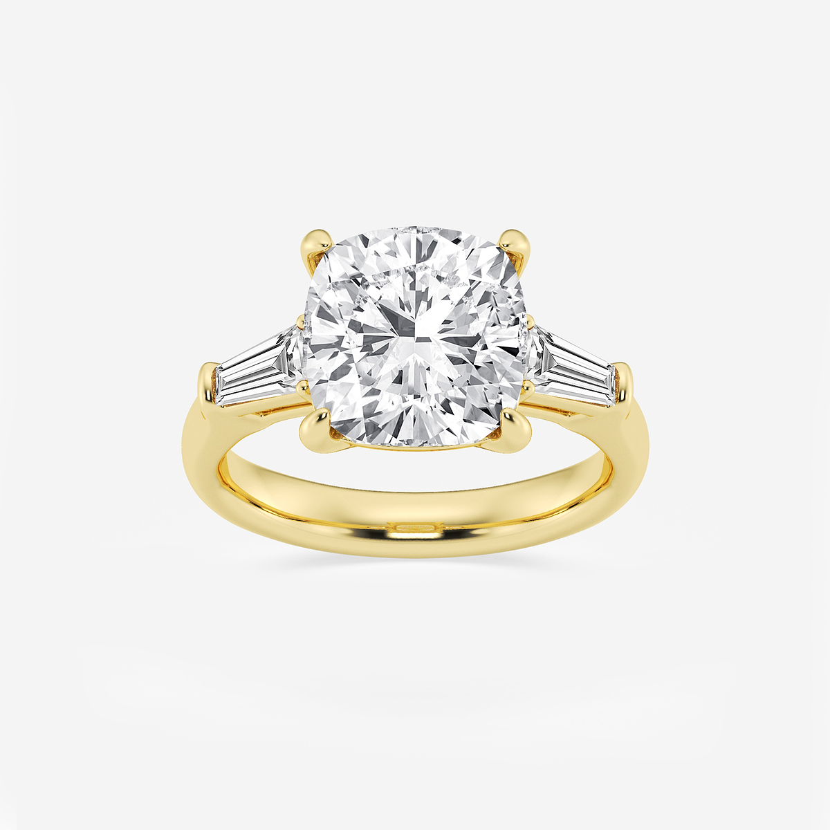 5 ctw Old Mine Cut Lab Grown Diamond Solitaire Engagement Ring with Side Accents