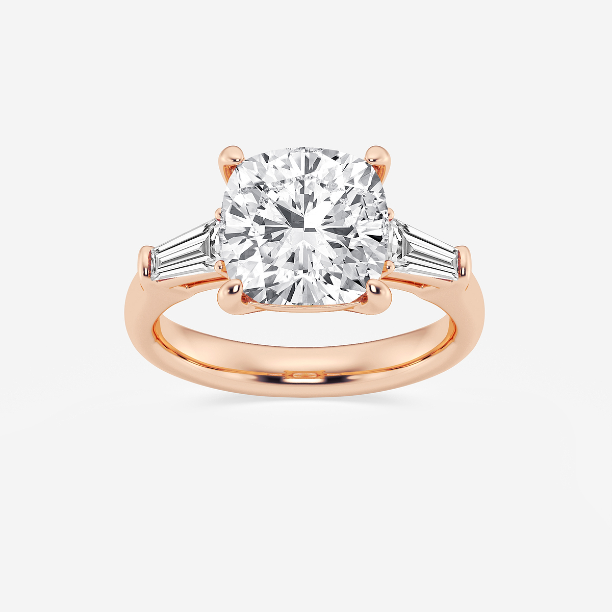 4 2/3 ctw Old Mine Cut Lab Grown Diamond Solitaire Engagement Ring with Side Accents