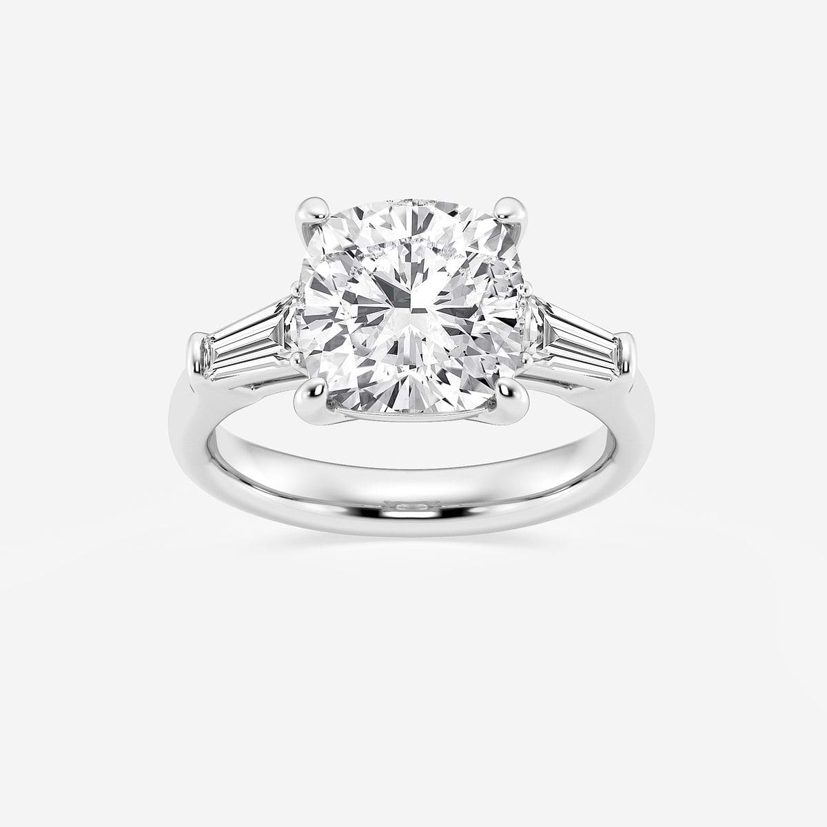 4 2/3 ctw Old Mine Cut Lab Grown Diamond Solitaire Engagement Ring with Side Accents 14K White Gold, F, VS2