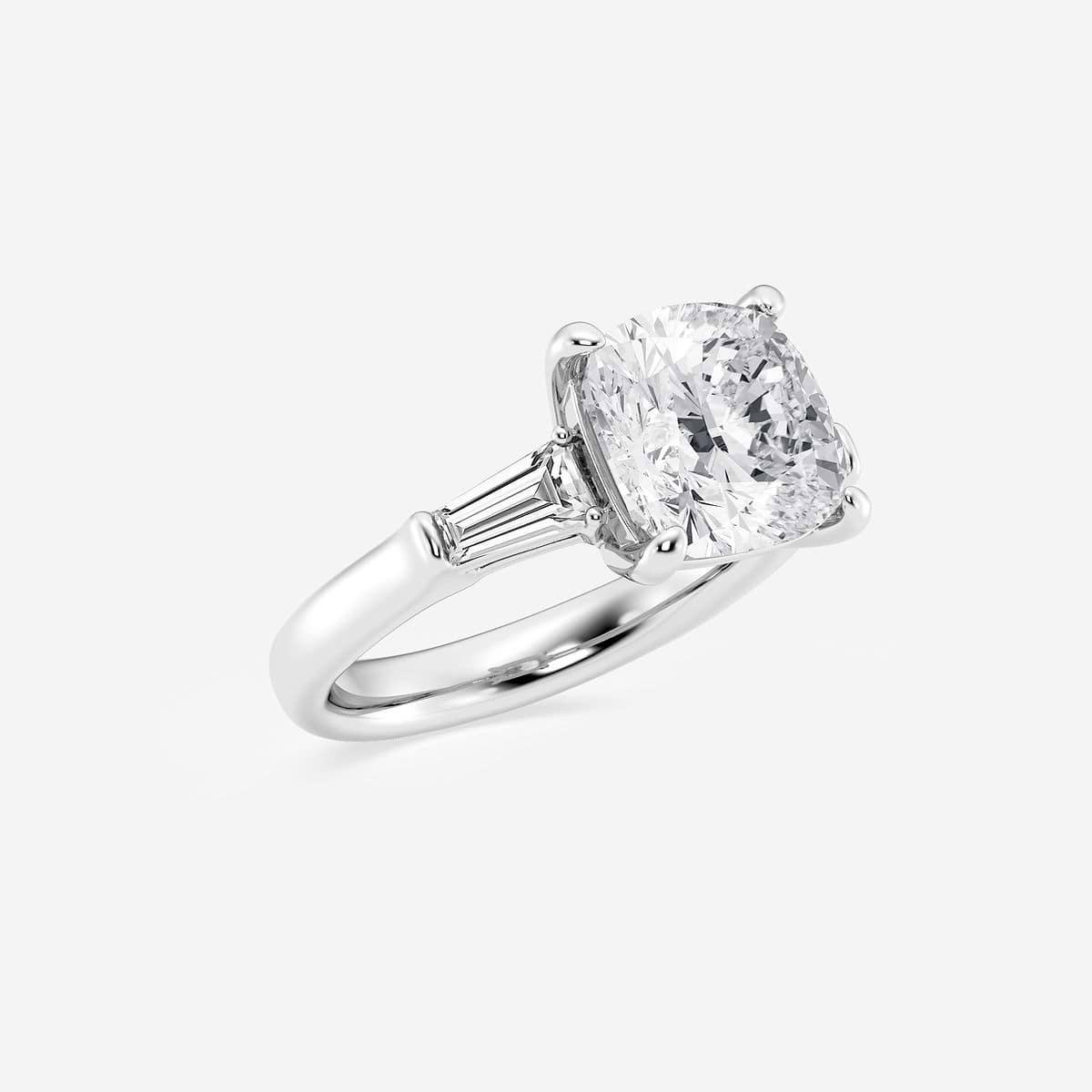 4 2/3 ctw Old Mine Cut Lab Grown Diamond Solitaire Engagement Ring with Side Accents 14K White Gold, F, VS2