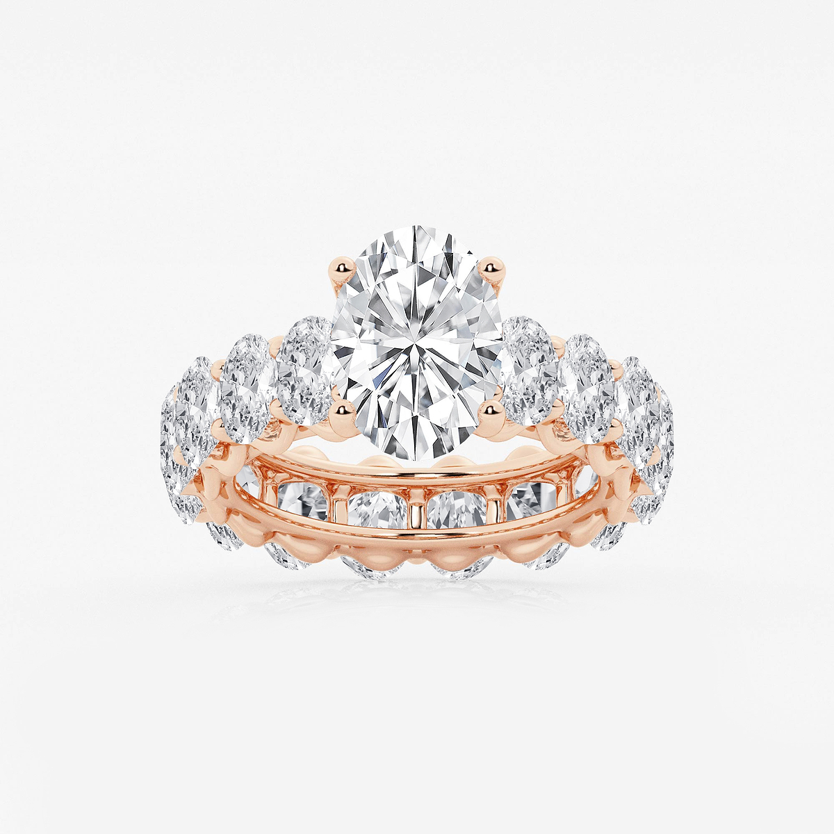 8 ctw Oval Lab Grown Diamond Eternity Engagement Ring