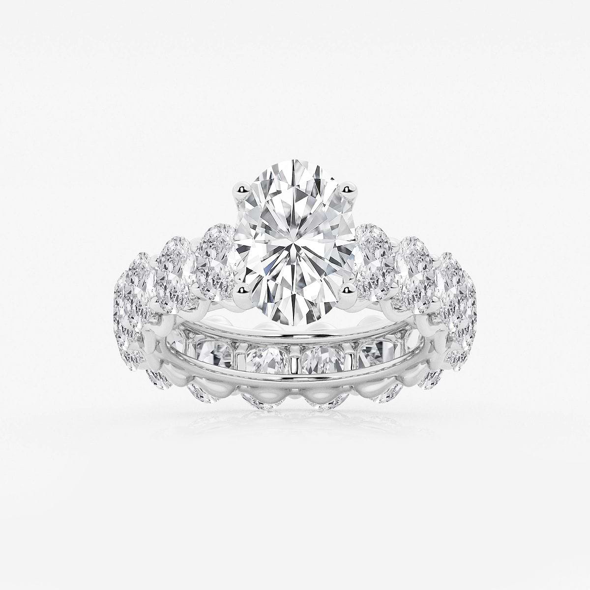 8 ctw Oval Lab Grown Diamond Eternity Engagement Ring 14K White Gold, FG, VS2+