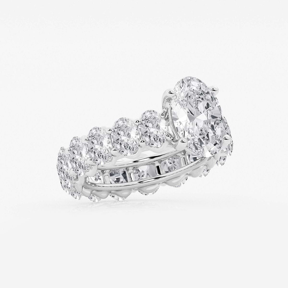 8 ctw Oval Lab Grown Diamond Eternity Engagement Ring 14K White Gold, FG, VS2+