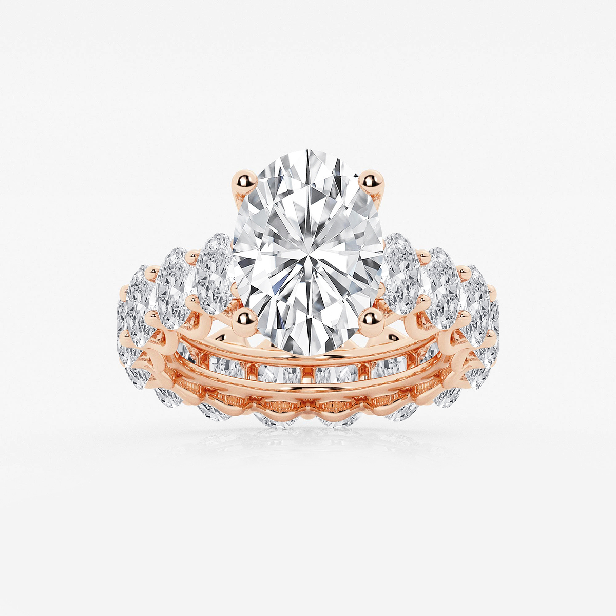 10 ctw Oval Lab Grown Diamond Eternity Engagement Ring