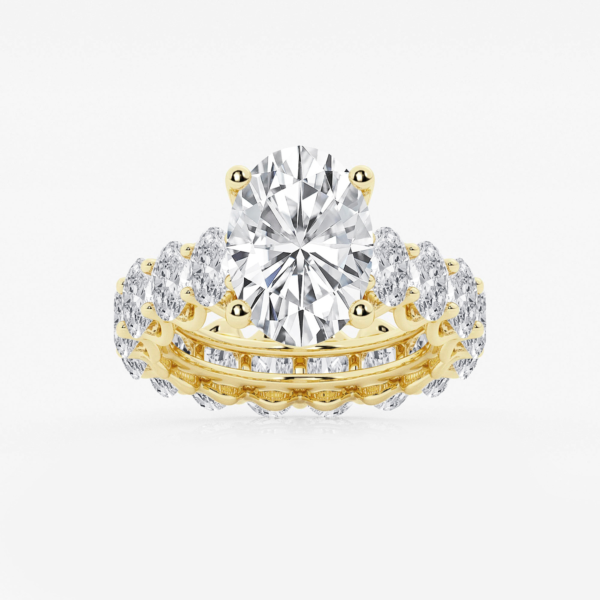 10 ctw Oval Lab Grown Diamond Eternity Engagement Ring