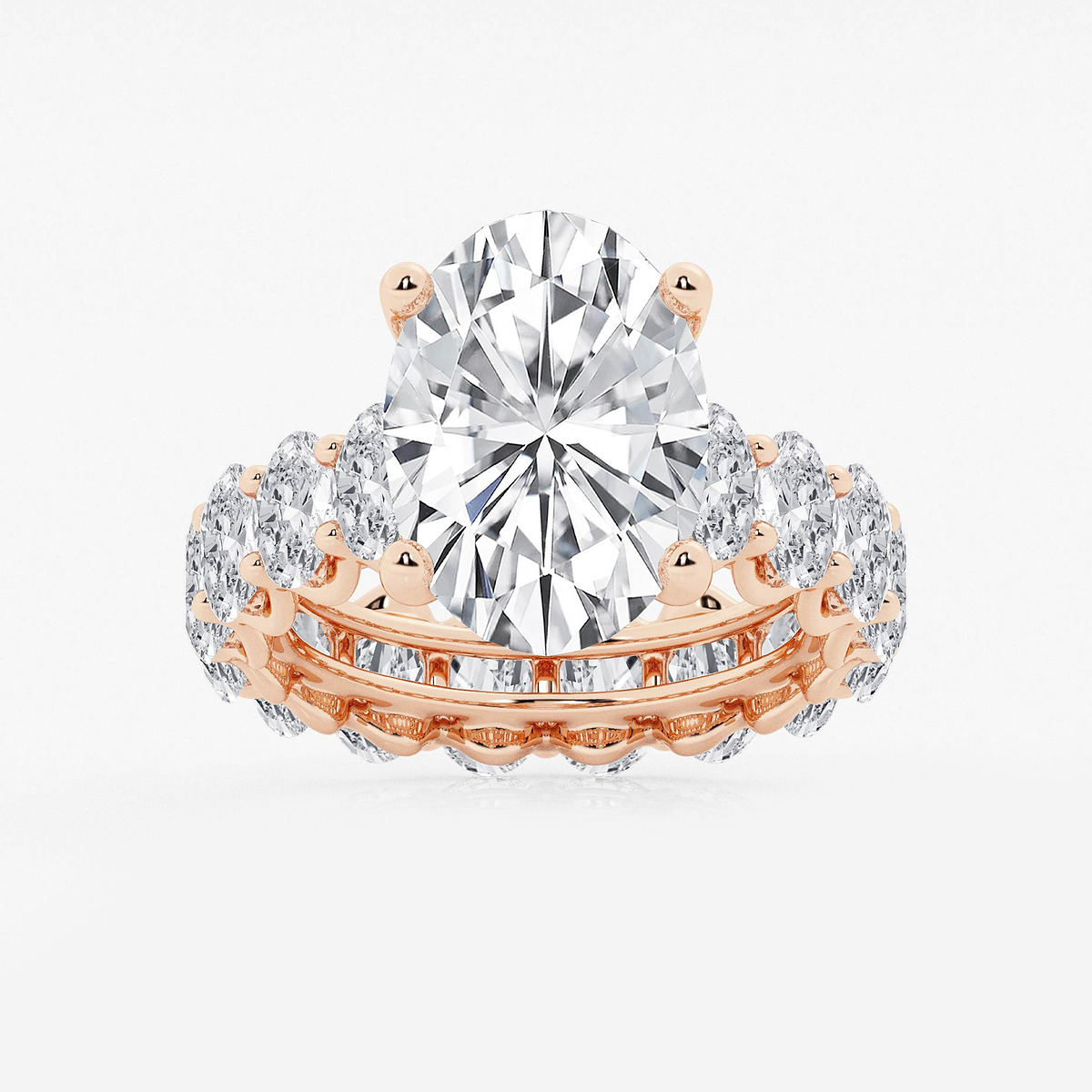 12 ctw Oval Lab Grown Diamond Eternity Engagement Ring