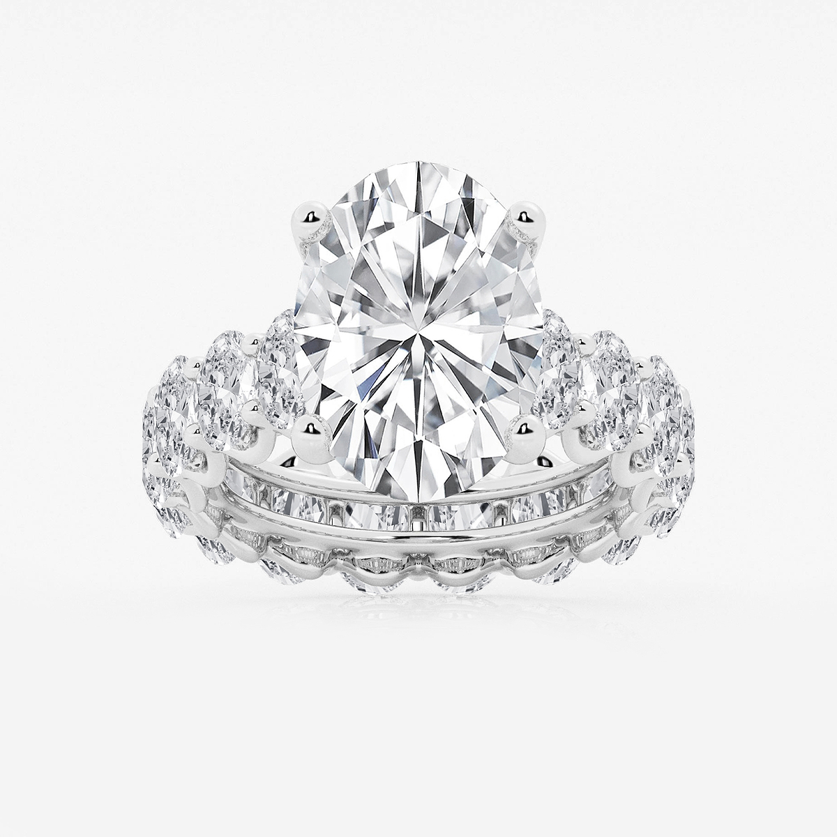 12 ctw Oval Lab Grown Diamond Eternity Engagement Ring Platinum, D, VVS