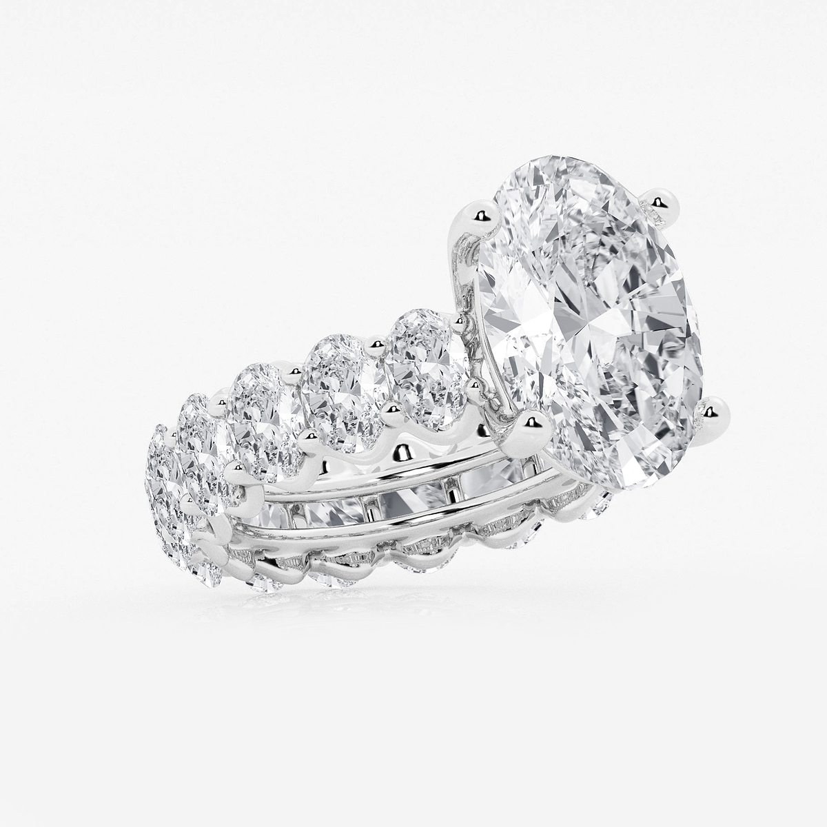 12 ctw Oval Lab Grown Diamond Eternity Engagement Ring Platinum, D, VVS