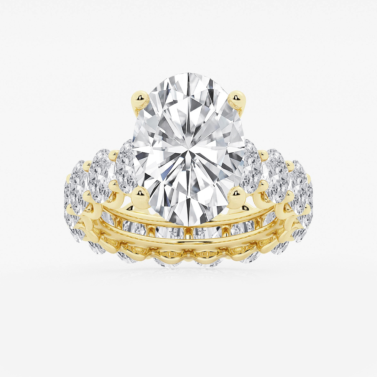 12 ctw Oval Lab Grown Diamond Eternity Engagement Ring
