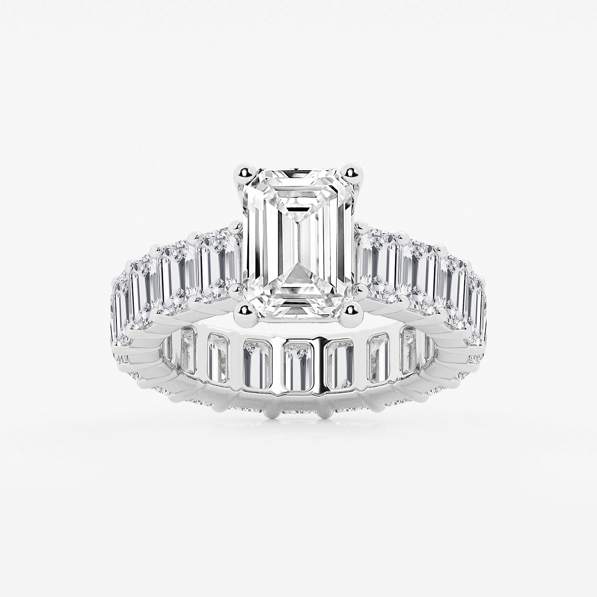 7 3/4 ctw Emerald Lab Grown Diamond Eternity Engagement Ring