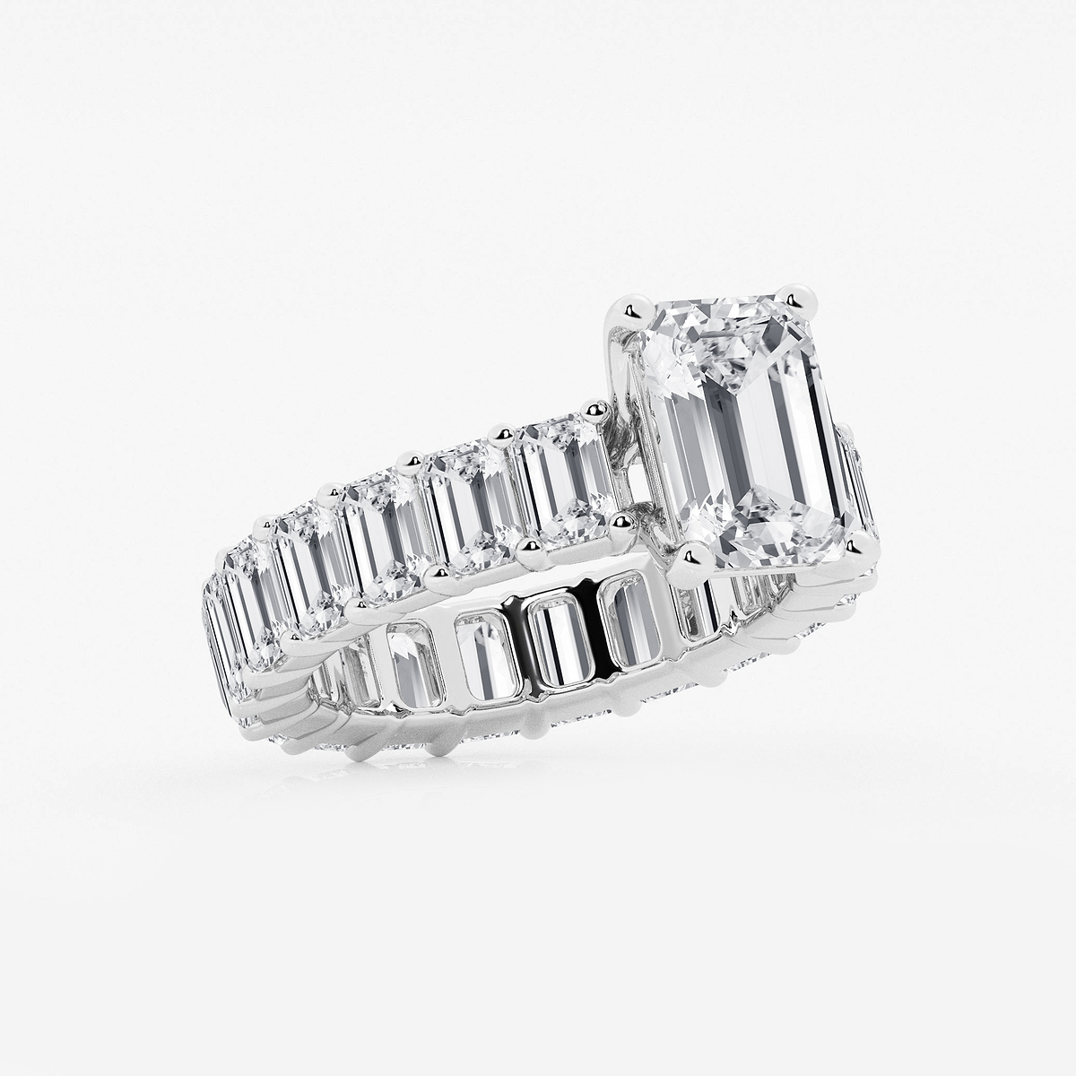 Additional Image 1 for  7 3/4 ctw Emerald Lab Grown Diamond Eternity Engagement Ring