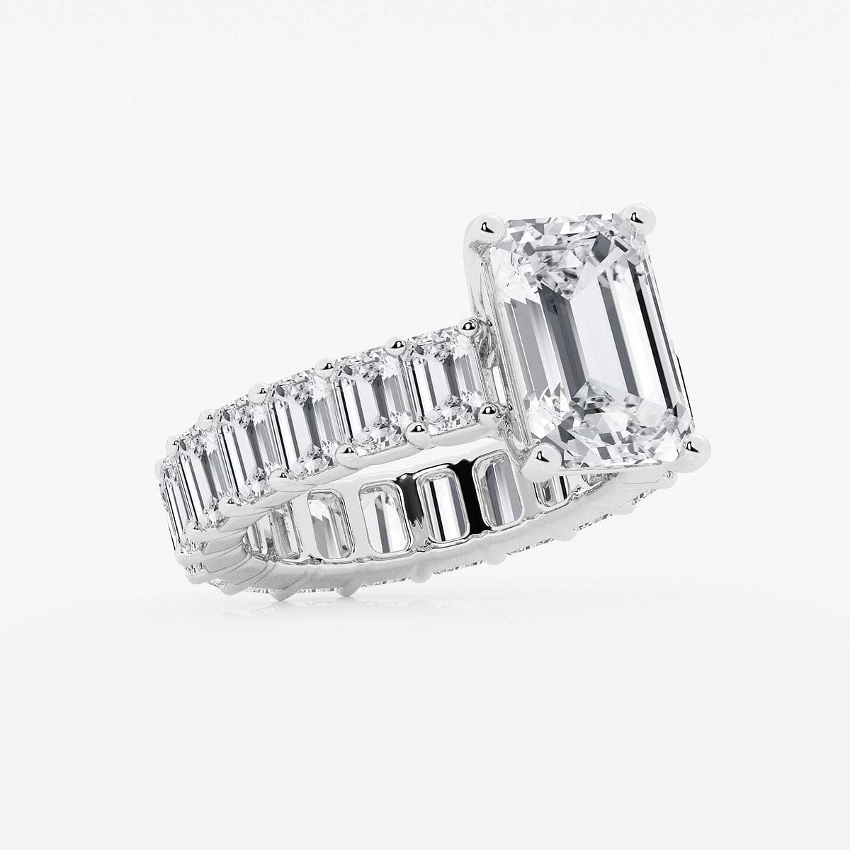 9 7/8 ctw Emerald Lab Grown Diamond Eternity Engagement Ring Platinum, E, VS1