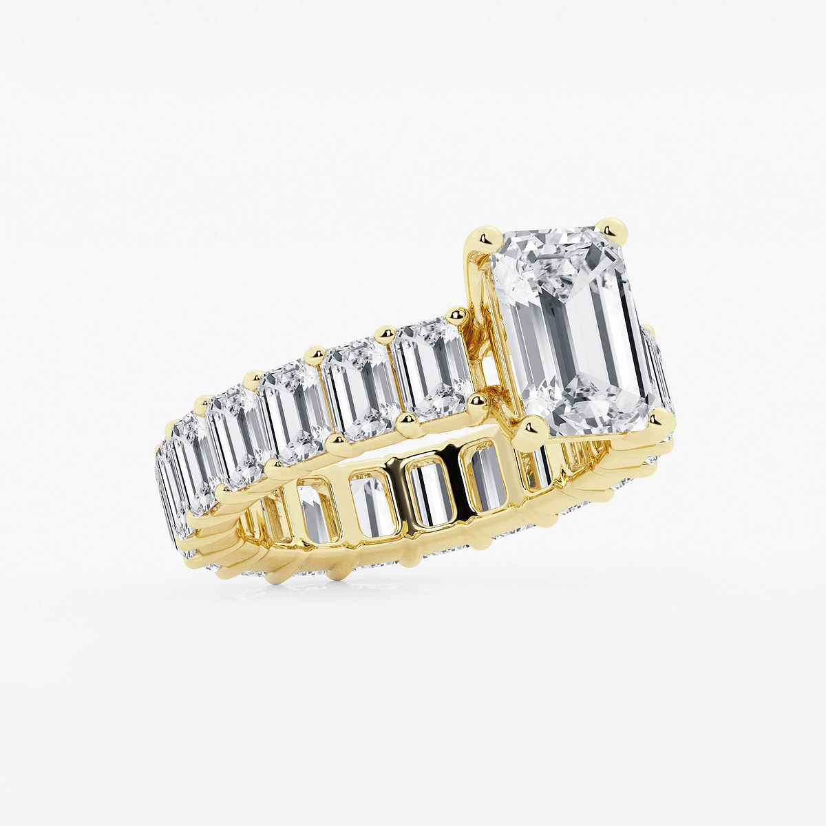 Additional Image 1 for  7 3/4 ctw Emerald Lab Grown Diamond Eternity Engagement Ring