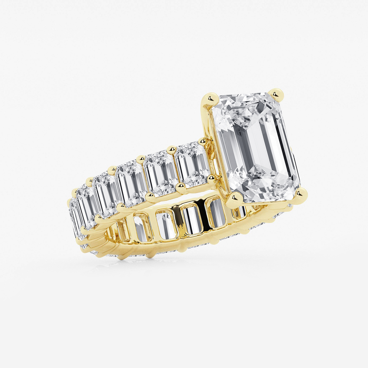 Additional Image 1 for  9 7/8 ctw Emerald Lab Grown Diamond Eternity Engagement Ring