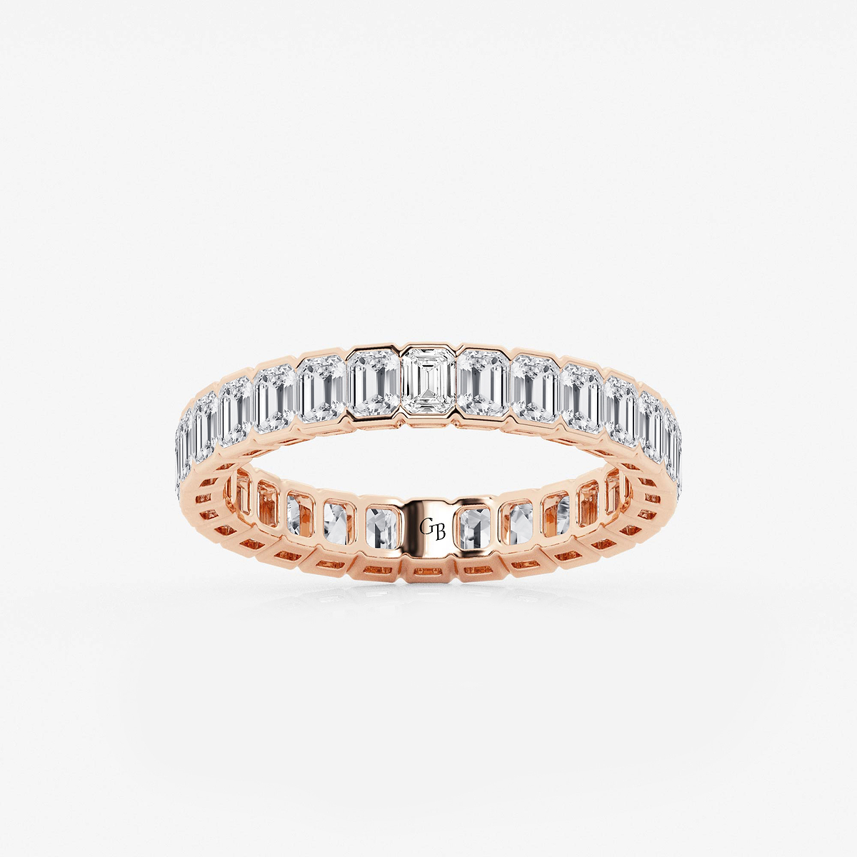 2 ctw Emerald Lab Grown Diamond Half Bezel Eternity Band - 3.6mm Width
