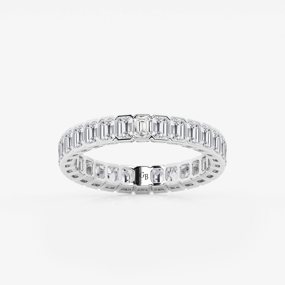 2 ctw Emerald Lab Grown Diamond Half Bezel Eternity Band - 3.6mm Width 14K White Gold, F, VS2