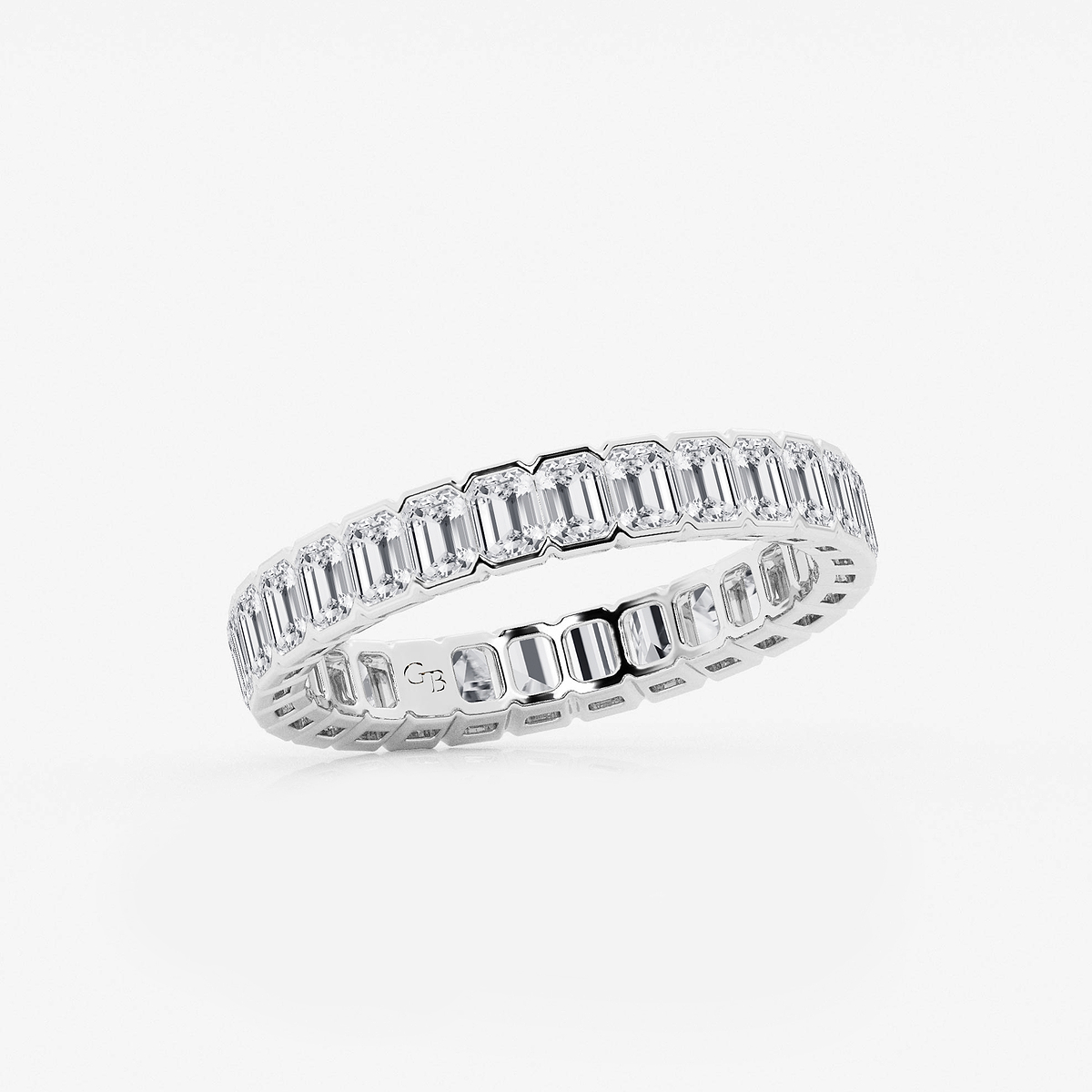 2 ctw Emerald Lab Grown Diamond Half Bezel Eternity Band - 3.6mm Width 14K White Gold, F, VS2