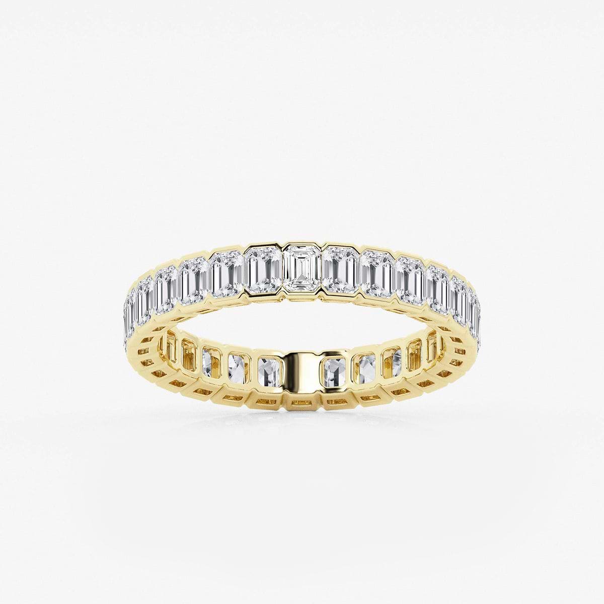 2 ctw Emerald Lab Grown Diamond Half Bezel Eternity Band - 3.6mm Width 14K Yellow Gold, F, VS2