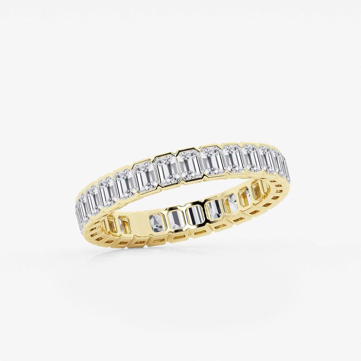 2 ctw Emerald Lab Grown Diamond Half Bezel Eternity Band - 3.6mm Width 14K Yellow Gold, F, VS2