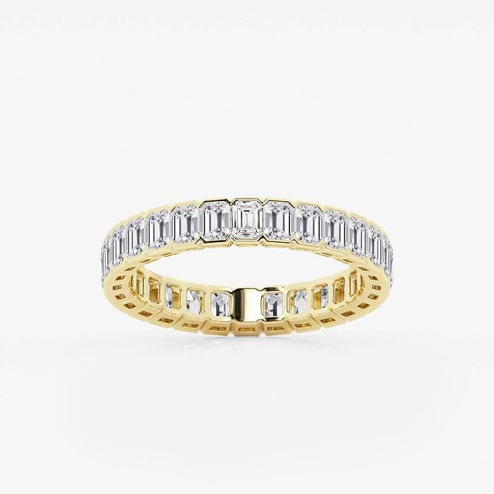 2 ctw Emerald Lab Grown Diamond Half Bezel Eternity Band - 3.6mm Width Platinum, F, VS2